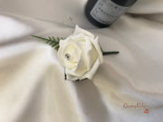 Baby Pink & Ivory Rose With Silver & Crystal Butterfly