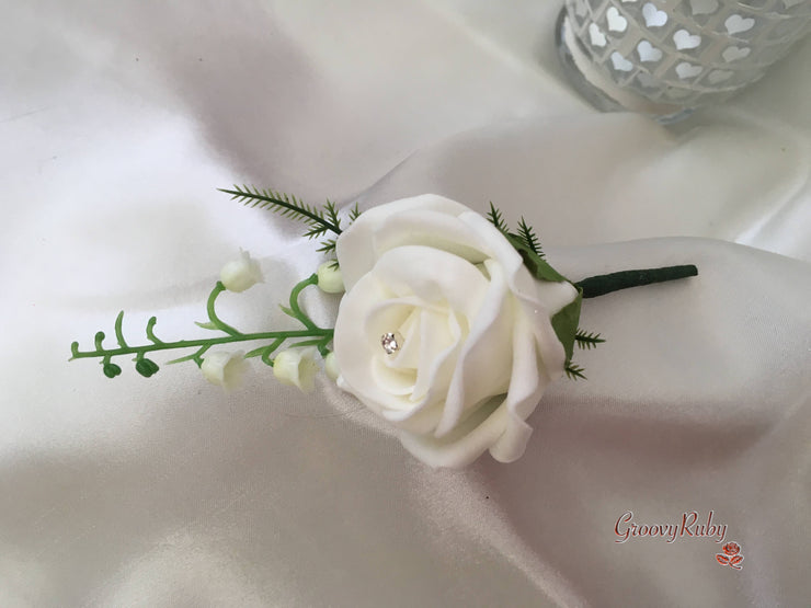 Ivory Rose & Large Calla Lily With Lily of the Valley