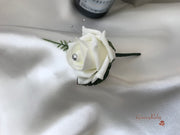 Grey & Ivory Rose With Silver & Crystal Butterfly