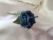 Navy Glitter Rose With Silver Babies Breath