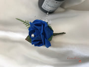 Royal Blue & Ivory Rose With Silver & Crystal Butterfly
