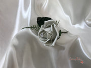 Burgundy & Silver Roses With Delicate Heart Brooch