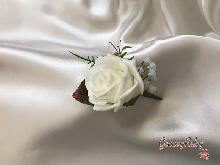 Mocha Pink & Ivory Rose With Foliage, Gypsophila & Crystal Sprays