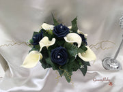 Navy Rose & Calla Lily Small Round Table Arrangement