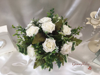 Ivory Rose Small Round Table Arrangement