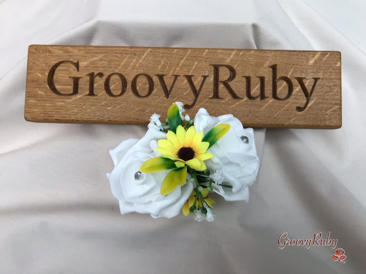Sunflowers With Roses & Gypsophila