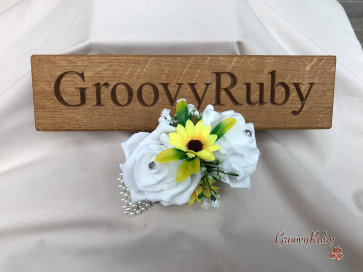 Sunflowers With Roses & Gypsophila