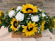 Sunflowers With Roses & Gypsophila