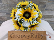 Sunflowers With Roses & Gypsophila
