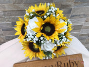 Sunflowers With Roses & Gypsophila