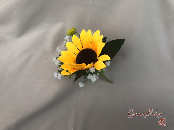 Sunflowers With Roses & Gypsophila