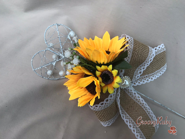 Sunflowers With Gypsophila