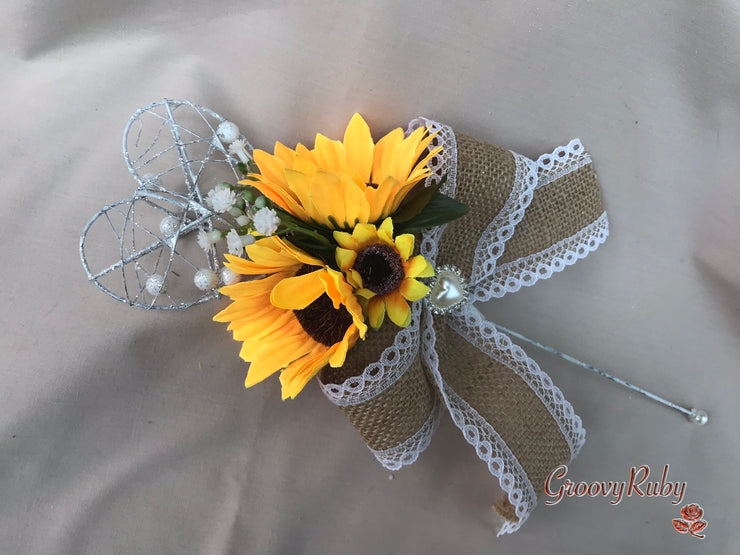 Sunflowers With Gypsophila