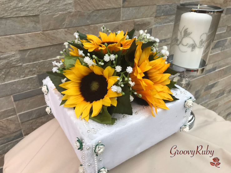 Sunflowers With Gypsophila