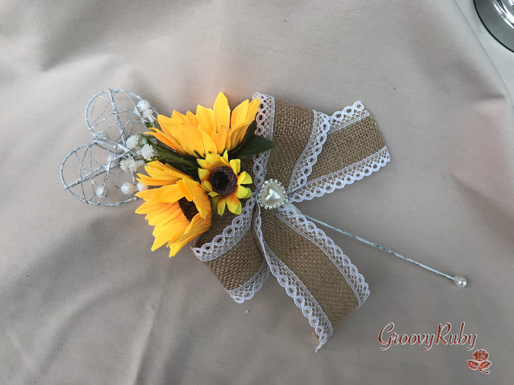Sunflowers With Gypsophila