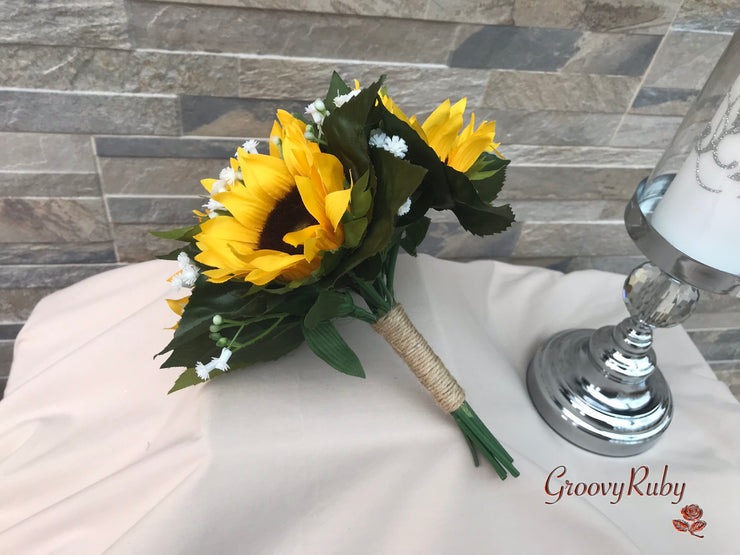 Sunflowers With Gypsophila