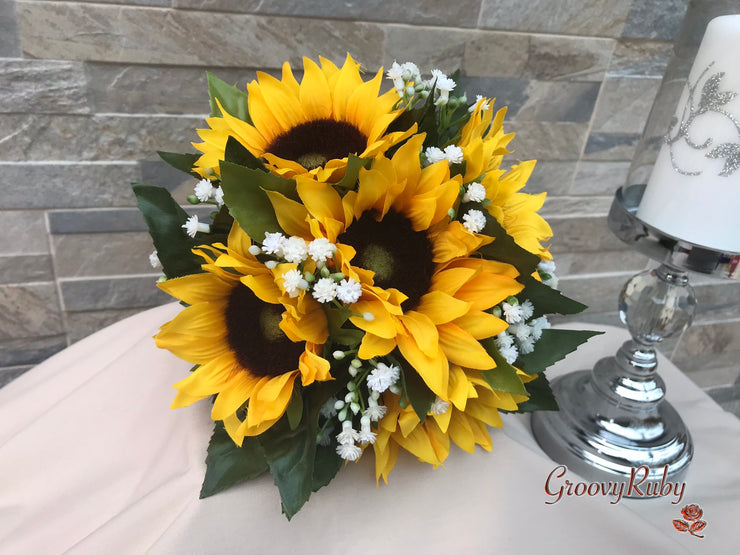 Sunflowers With Gypsophila