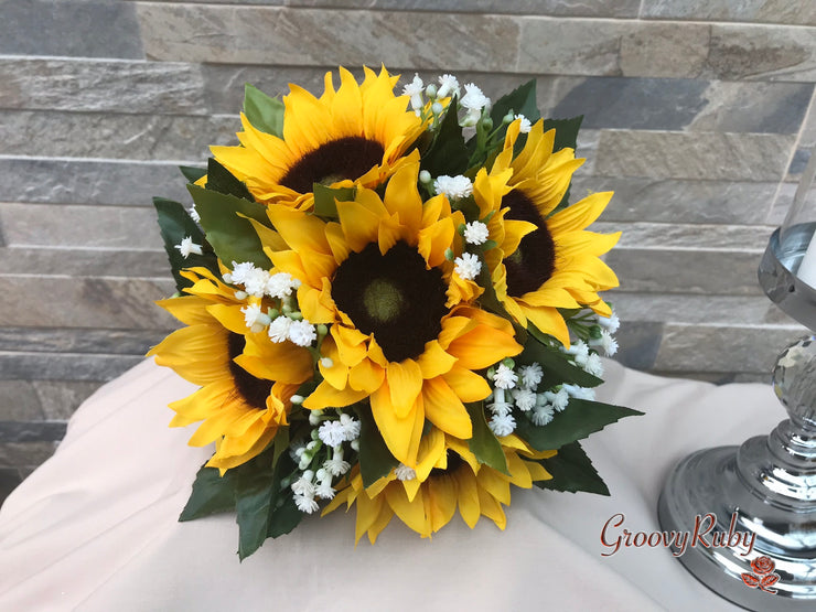 Sunflowers With Gypsophila