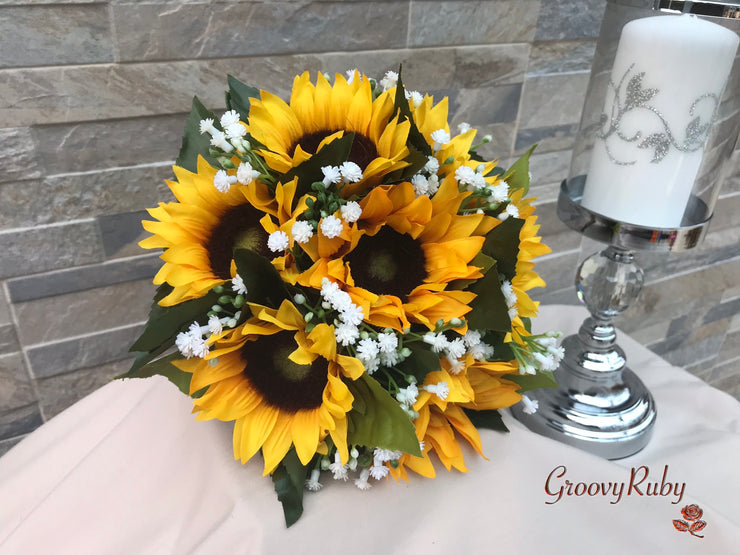 Sunflowers With Gypsophila