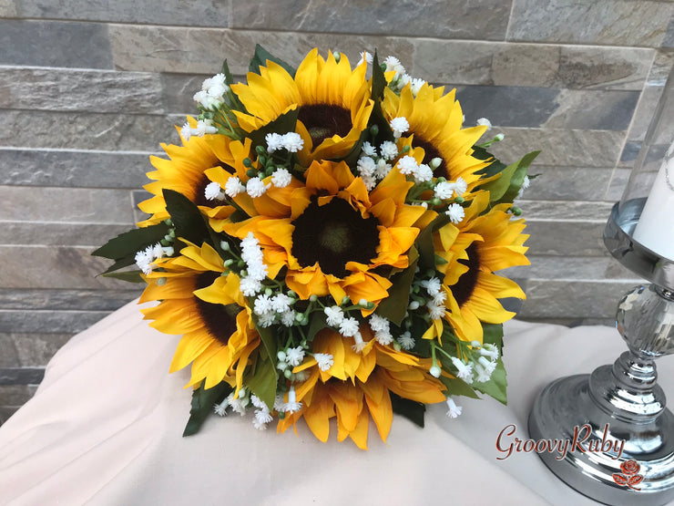 Sunflowers With Gypsophila