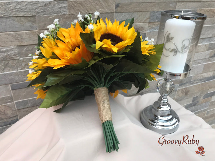 Sunflowers With Gypsophila