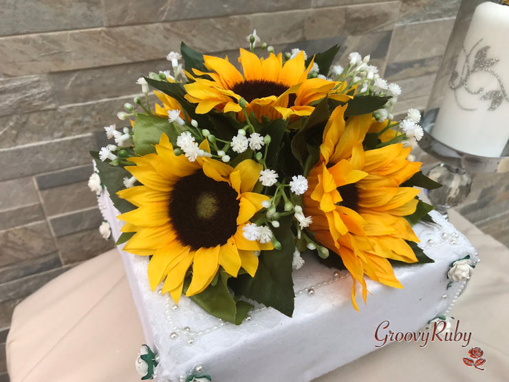 Sunflowers With Gypsophila