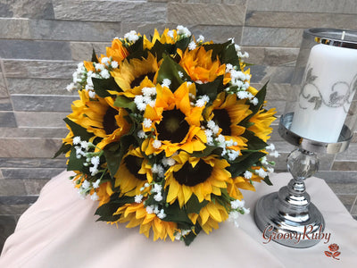 Sunflowers With Gypsophila