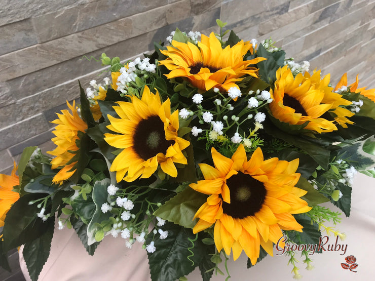 Sunflowers With Gypsophila