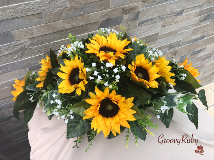 Sunflowers With Gypsophila