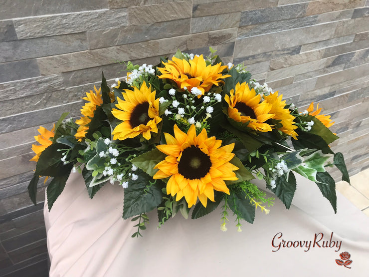 Sunflowers With Gypsophila