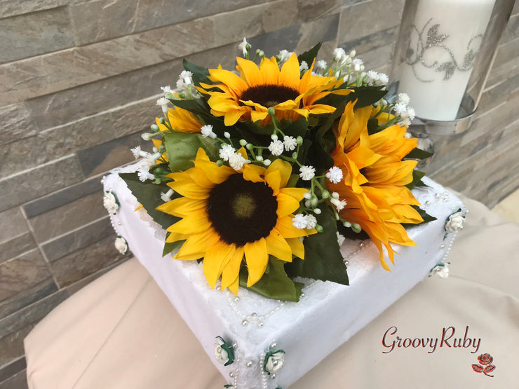 Sunflowers With Gypsophila