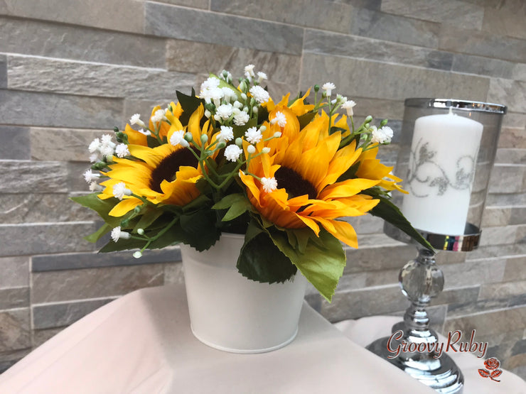 Sunflowers With Gypsophila