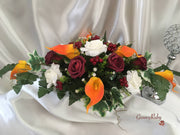 Ivory Glitter Rose, Orange Calla Lily, Burgundy Rose & Berries