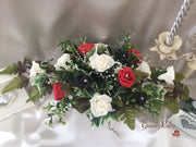 Black, Red & Ivory Rose With Foliage & Crystal Sprays