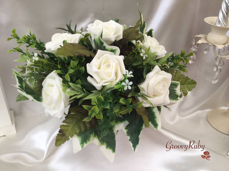 Ivory Rose Small Round Table Arrangement