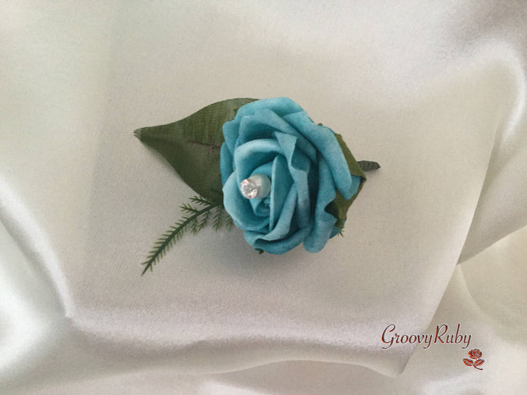 Single Pearl Rose Buttonhole - Colour of your Choice
