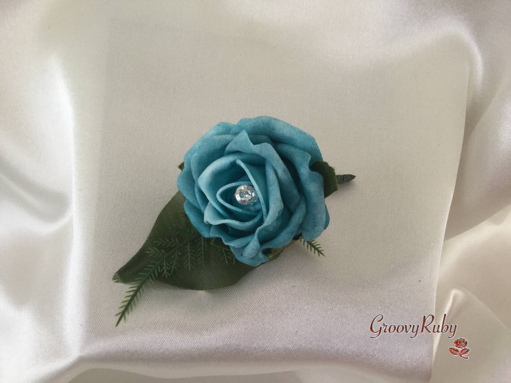Single Crystal Rose Buttonhole - Colour of your Choice