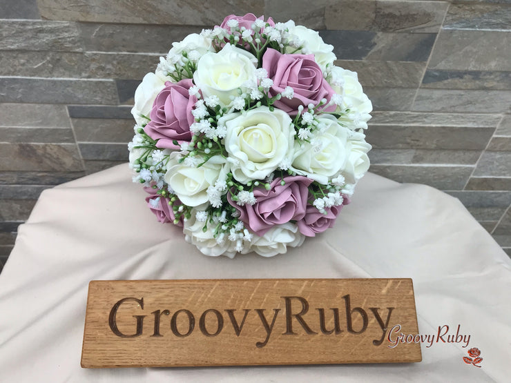 Dusky Pink With Gypsophila
