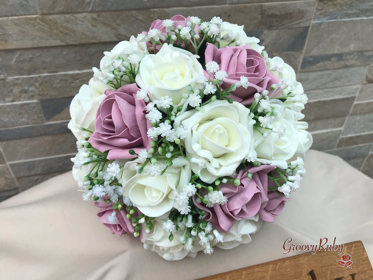 Dusky Pink With Gypsophila