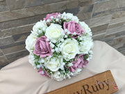 Dusky Pink With Gypsophila