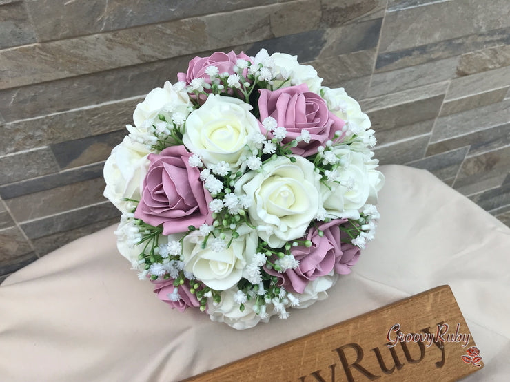 Dusky Pink With Gypsophila