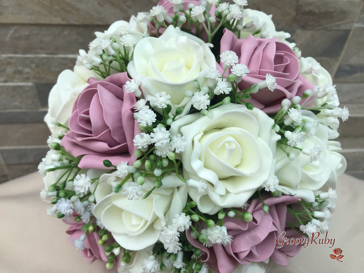 Dusky Pink With Gypsophila