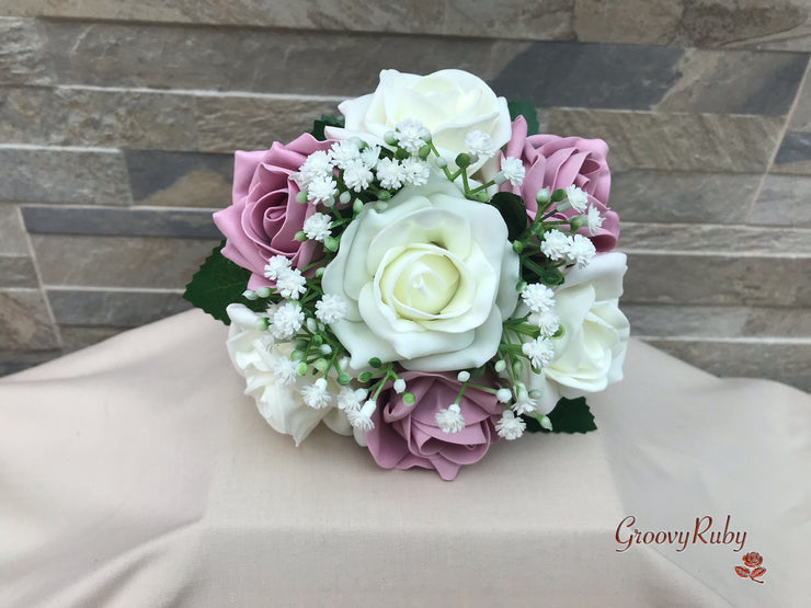 Dusky Pink With Gypsophila