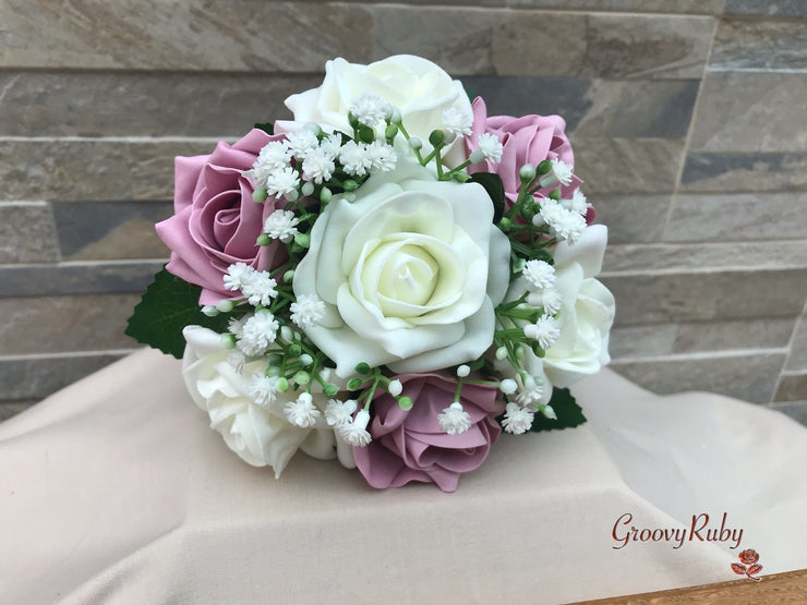 Dusky Pink With Gypsophila