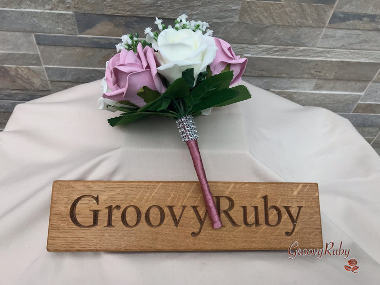 Dusky Pink With Gypsophila