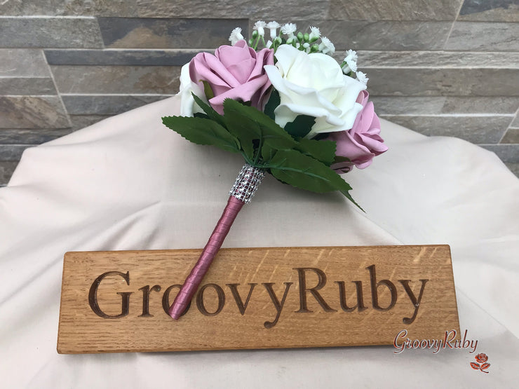 Dusky Pink With Gypsophila