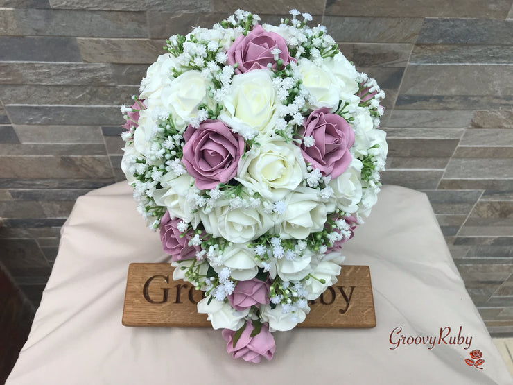Dusky Pink With Gypsophila