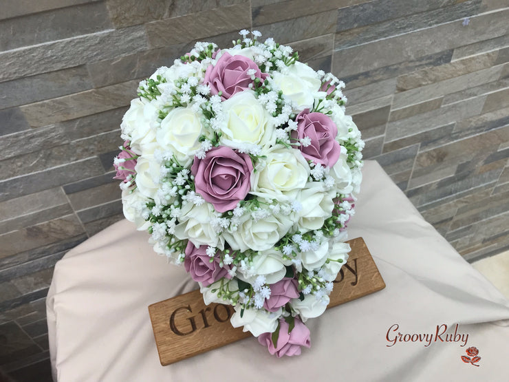 Dusky Pink With Gypsophila