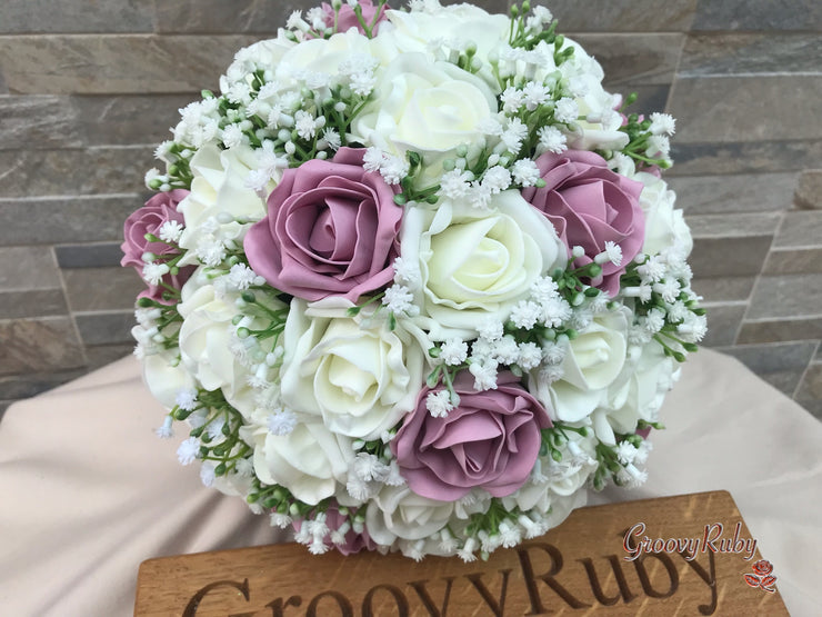 Dusky Pink With Gypsophila