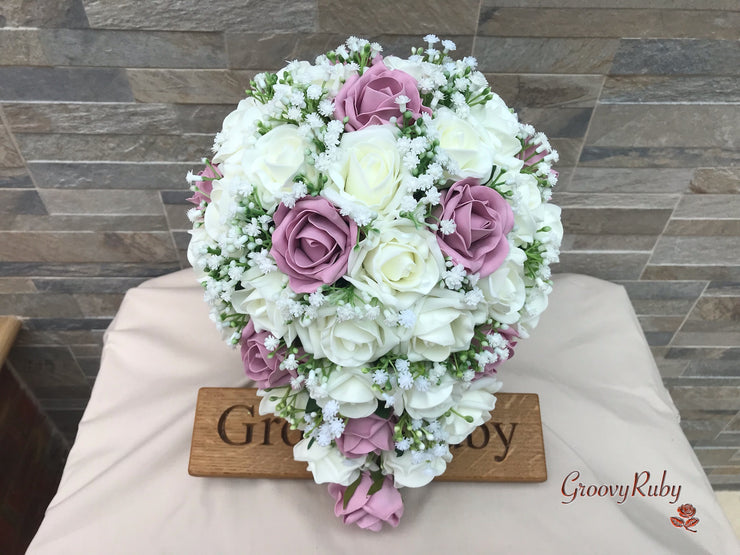 Dusky Pink With Gypsophila